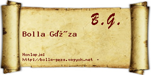Bolla Géza névjegykártya
